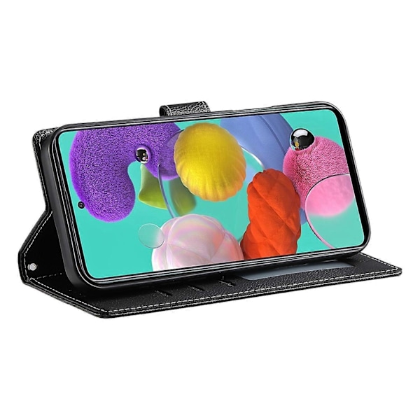 Yhteensopiva Samsung Galaxy A24 4G (162.1 x 77.6 x 8.3mm) Kotelo Nahkainen Lukko Lompakko Jalusta Puhelinkotelo - Perfet Black