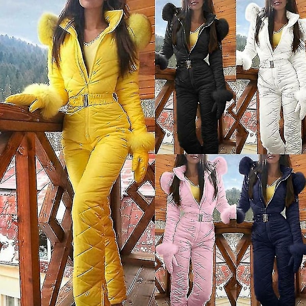 Vintervarm snødrakt for kvinner - Utendørs sportsbukser skikostyme vanntett jumpsuit - Perfekt Pink L