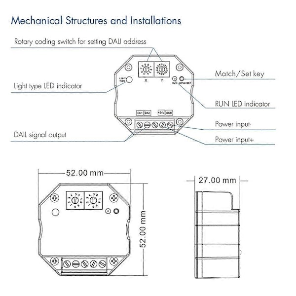 Tuya WiFi Zigbee Kompatibel med DALI Konverter Dimmer Controller da-M(WT)-Perfet