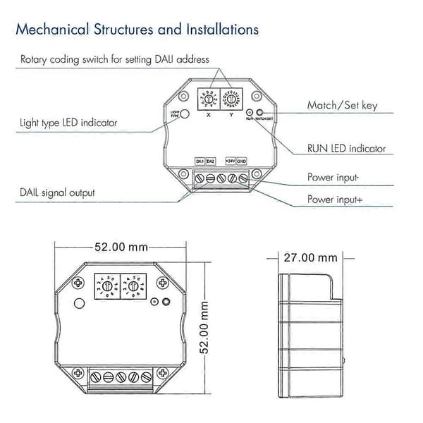Tuya WiFi Zigbee Kompatibel med DALI Konverter Dimmer Kontroller da-M(WT)-Perfet