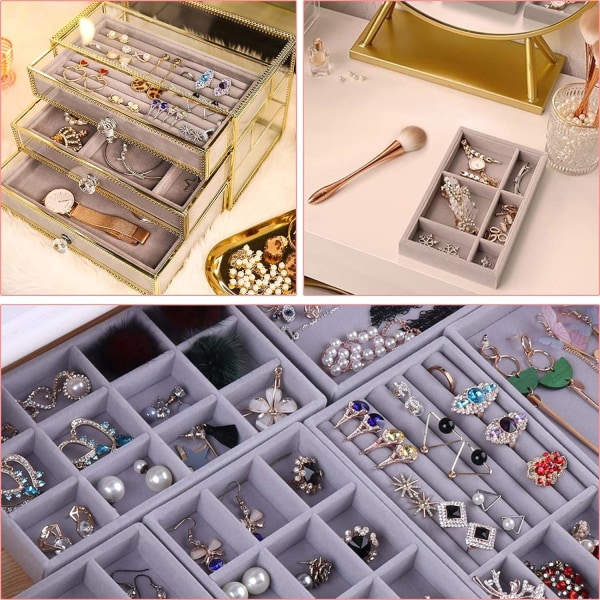 2 smyckesbrickor Organizer, stapelbar smyckeskrin förvaringsbox - Perfet