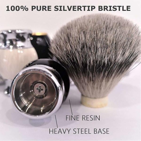 rakborste i sterling silver med fint hartshandtag och bas i rostfritt stål (brun) - Perfet