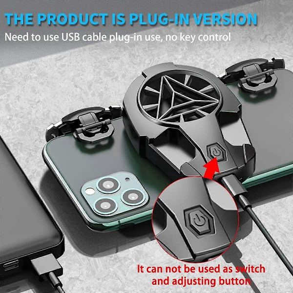 PUBG Mobile Game Controller, [Nyt Design] PUBG Game Trigger med Køleventilator Sensitiv Sigte Controller Shooter Joysticks Sort-Perfet
