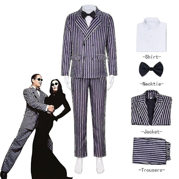 Voksen Addams Kostume, Gomez Familie Halloween Cosplay Dragt E-Perfet S