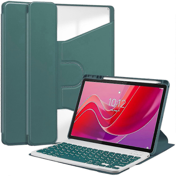 Yhteensopiva Lenovo Tab M11 (Xiaoxin Pad 11 2024) Kotelon PU+Akryyli Tabletin Jalusta Suojus Bluetooth-Näppäimistöllä - Täydellinen Dark green Style C Lenovo Tab M11 (Xiaoxi