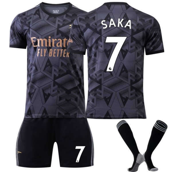 2022-2023 Arsenal Away Kids Football Kit med nr. 7 strumpor Saka- Perfet 22