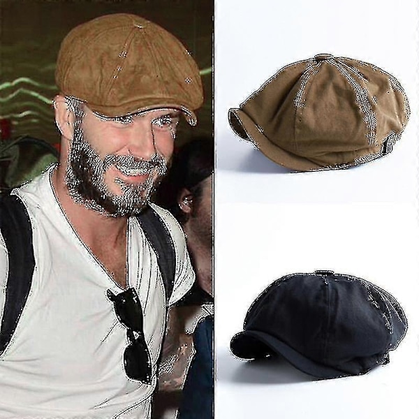 2 st Herr Newsboy Keps Fiskbensmönstrad Baker Boy Cabbie Platt Hatt Retro Newsboy Keps - Perfet