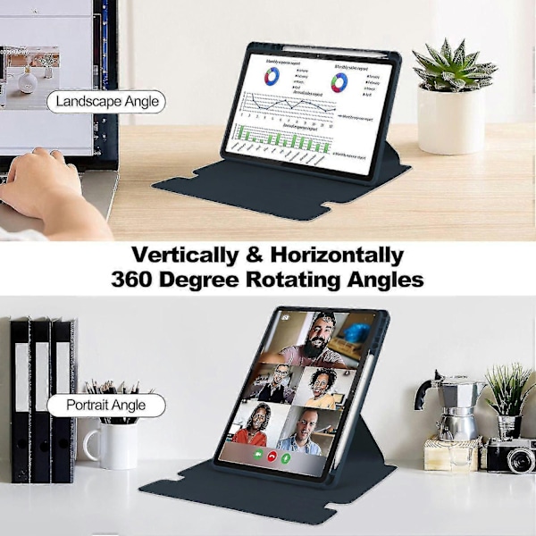Yhteensopiva Lenovo Tab M11 (Xiaoxin Pad 11 2024) Kotelon PU+Akryyli Tabletin Jalusta Suojus Bluetooth-Näppäimistöllä - Täydellinen Dark blue Style C Lenovo Tab M11 (Xiaoxi