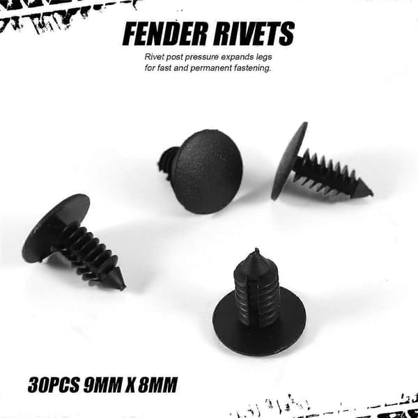 30 stk. 9 mm x 8 mm hul plastbil træclips nitter holder - Perfekt