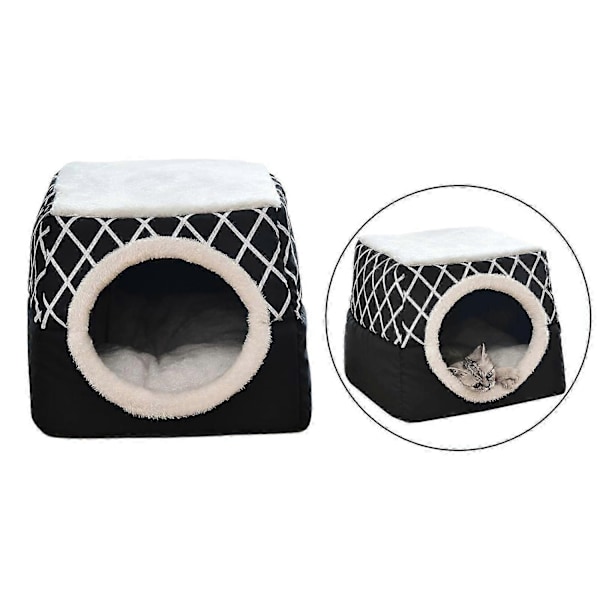 & för Innekatter - Tvättbar Liten Djurbädd Kattält - Övertäckt Grotta & för Innekatter - Perfekt Black XL