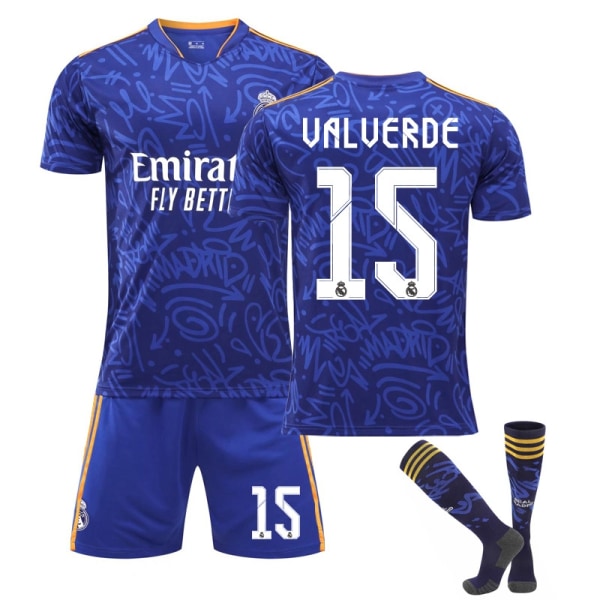 barn / vuxen 21 22 World Cup Real Madrid fotbollströja set V - Perfet UALUERDE-15 18#