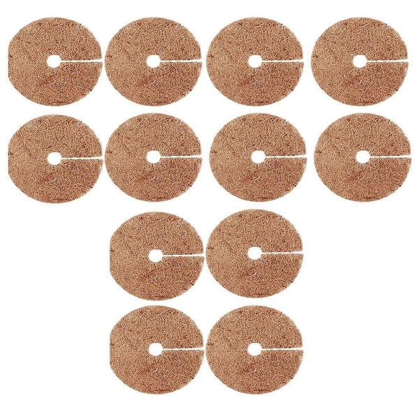 12 stk Kokosfiber Mulch Ring Trebeskytter Matte, 36,8 cm Kokos Plantebeskyttere Mot Dyr Tr-Perfet