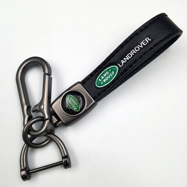 Læder Nøglering til Bil | Metal Finish | Robust Nøglering | Nøglering og Krogbeslag - Perfekt Gun Color Hardware Land Rover