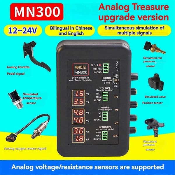 MN300 Auto Sensor Simulator Automotive Signal Tester Bil Skinne Ilt Tryk Flow Sensor Signal Generator-Perfet