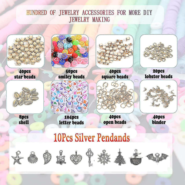 3600 stk Clay Flat Beads Polymer Clay Beads 24 farver 6mm runde Clay Spacer Beads Clay Beads til smykker - Perfet