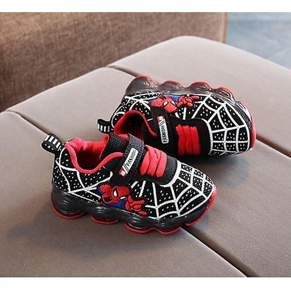 Børnesportsko Spiderman Lysende Sneakers Børn Led Lysende Sko til Drenge-Perfet Black 33