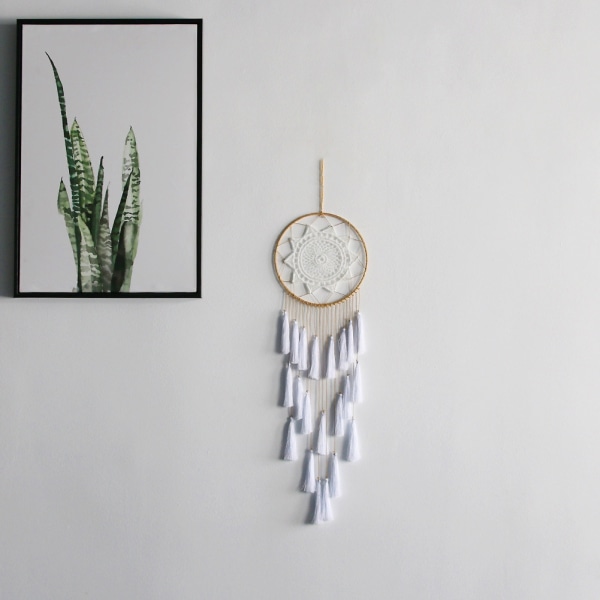 Drömfångare Hamparep Lång tofs Bohemian Hanging Craft - Perfet White