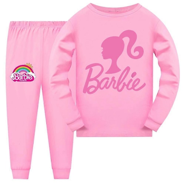 Barnkläder för flickor 7-14 år - Barbie Pyjamas Set med Långärmad Tröja och Byxor - Perfekt för Sovkläder Pink 9-10 Years
