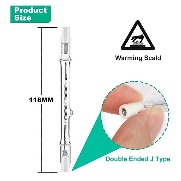 R7s Halogenlampor, 7-pack R7s Glödlampa 118mm Dimbar 230V Halogenlampor, Linjär Volframlampa 150W-Perfekt
