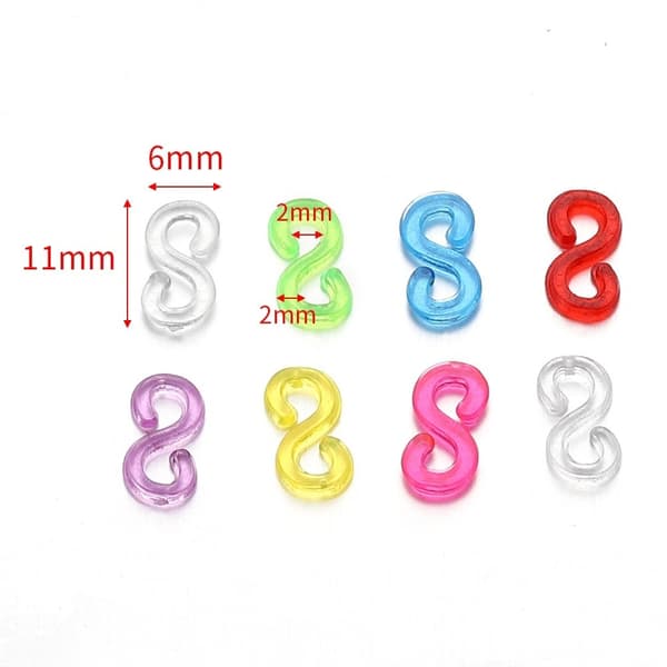 1000 st klara plast S-clips gummibandsspännen - Perfekt Transparent