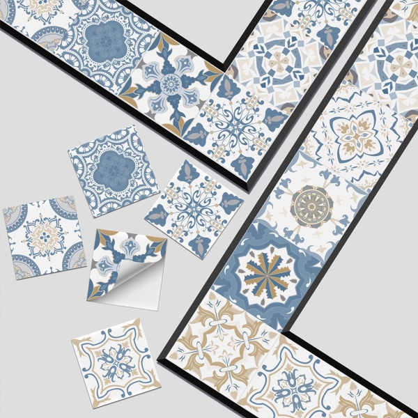 10 stk Backsplash Tile Sticker DIY Peel Stick Tapet Kjøkken Gulv Trappe Decal - Perfet 15CM