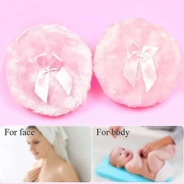 2-pak 10,5 cm Stor Fluffy Pudderkvast Blød Pudderkvast Pink Ansigtskvast - Perfekt