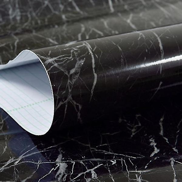 80 cm leveä Marmori Itseliimautuva Tapetit Vinyl Seinätarrat Vedenkestävä Kosketuspaperi Keittiön Koristeelliseen Kalvoon Koti Sisustus Z-Perfet Marble Jazz Black 60cmx300cm