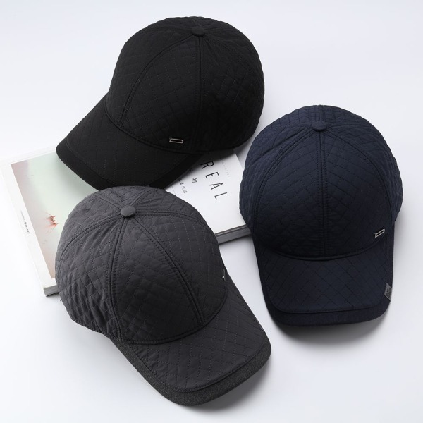 2 STK Middelaldrende menn Cap med vindtette øreklaffer BLACK&GRAY - Perfet black&grey