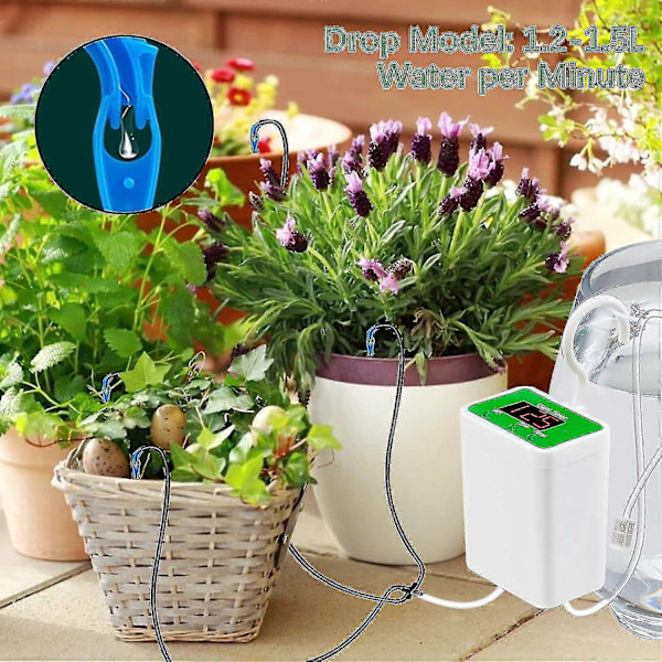 Automatiskt bevattningssystem för krukväxter, bevattningsanordningar USB Automatisk droppbevattningssats Växtbevattningssystem med vattentimer - Perfet for 8 Plants