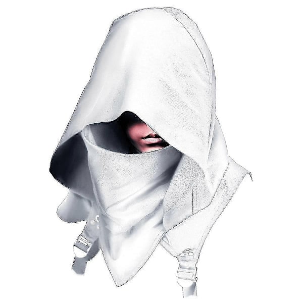Punk Rogue Cowl Huva Halsduk, Vinter Unisex Nackvärmare Kostym Huva Cape Hatt-Perfekt White