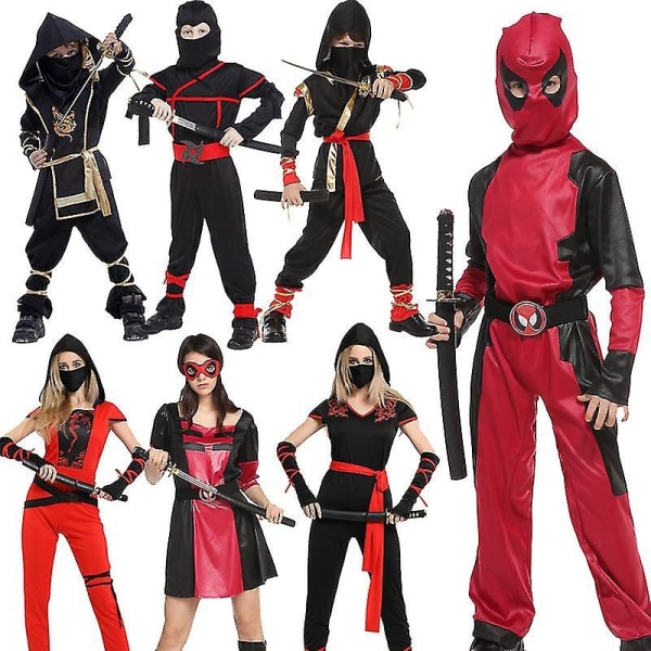 Invisible Ninja Assassin Japanese Warrior Black And Red Book Week Halloween kostym - Perfet Style 2 M