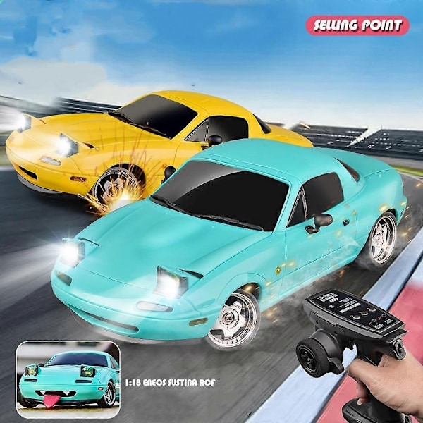 1/18 Modell 2.4G 2WD ESP Gyro Full Size Kontrollmodell RC Driftbil - Perfekt Blue 150X50CM
