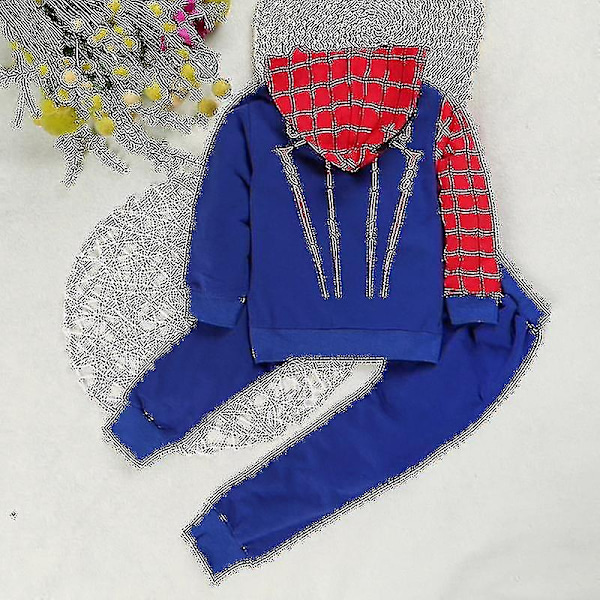 Børne Spiderman Tracksuit Sæt Hoodie + Joggingbukser Sweatshirt Sports Outfit Dragt Børn Superhelt Tøj-Perfekt Blue 2-3 Years