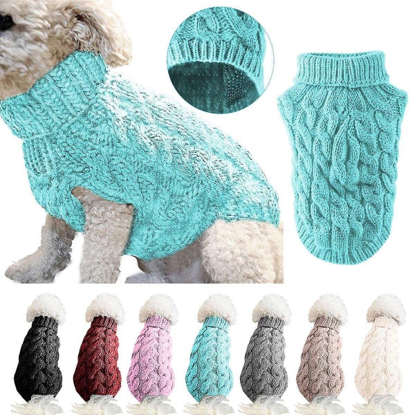 Pet Dog Turtleneck Neulepusero Talvilämmitin Paksuttava villapaita Neulottu Virkattu takkivaatteita Pienelle Keskisuurelle Koiran Pennulle - Perfet Blue L