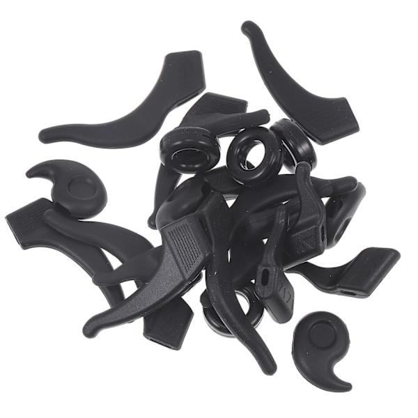 Glasögon Ändspetsar Anti-slip öronsockor Bits Glasögon Benskydd Öron Silikonkrokar - Perfet Black 12pairs 4.3X1.7CM