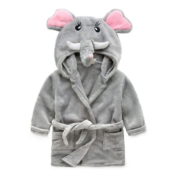 Drenge Piger Pyjamas Baby Cartoon Pyjamas Vinter Hættebadekåbe - Perfet Little Elephant Nightgown 130#