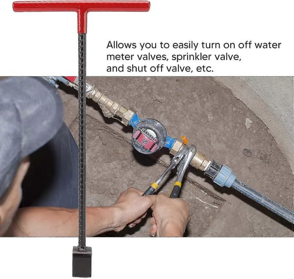 Kraftig vandmåler nøgle, 4-i-1 værktøj til ventilafspærring & VVS, stålkonstruktion (Gul)-Perfekt Red