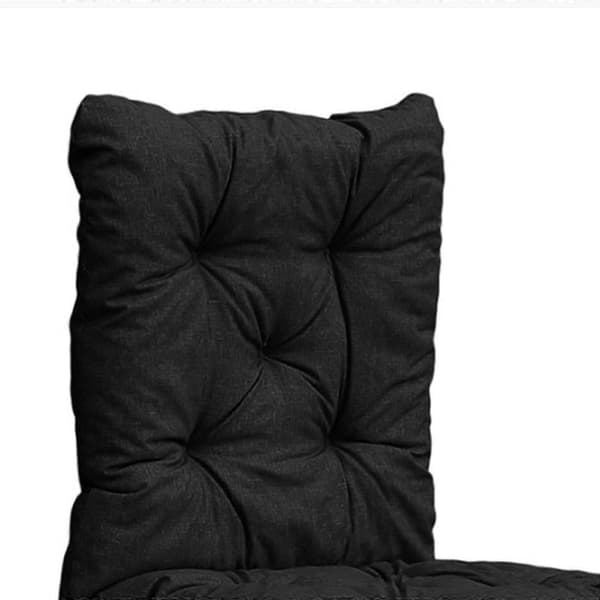 Høy Rygg Tufted Puterstatning Ute Innendørs Terrasse Sitteputer - Perfekt Black