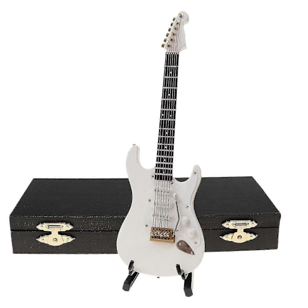 Miniatyr-replika av ornamentale gitarer Mini klassisk gitar/elektrisk gitarmodell Julepynt-Perfekt White Electric Guitar