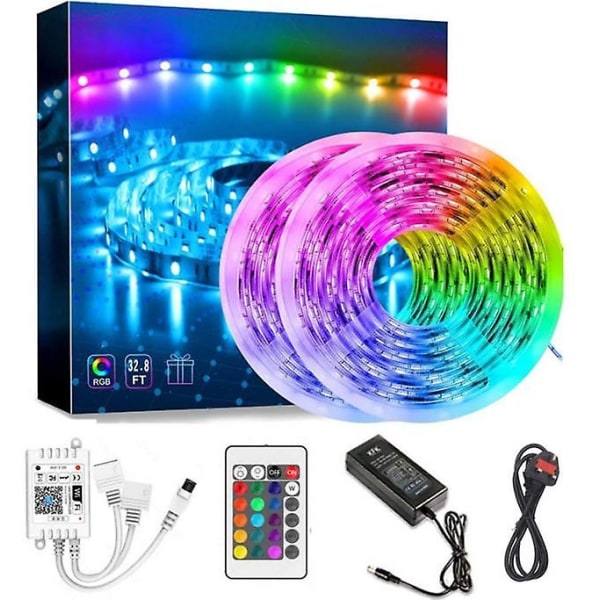 Led Light Strip Set Wifi Smart Dc12v24 Key App Färgglad Rgbled Light Strip Lim Vattentät - Perfet UK plug 10M
