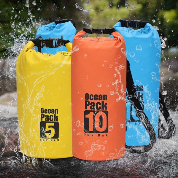 Tørr ryggsekk Vanntett flytende bag Roll Top Bag for kajakk Rafting Svømming Utendørs utstyr Tørr bag 2L//5L/10L/15L/20L - Perfet Blue - 3L 3L