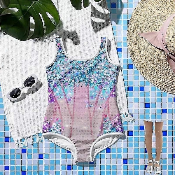 Børne Taylor Swiftie Print Badedragt Enkeltdel Badetøj Sceneoptræden Kostume-Perfekt 4-5Years