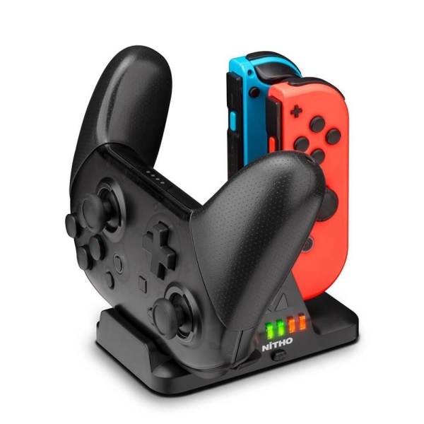 NITHO 2-i-1-lader til Nintendo Switch Joy-Con Dual Black - Perfekt