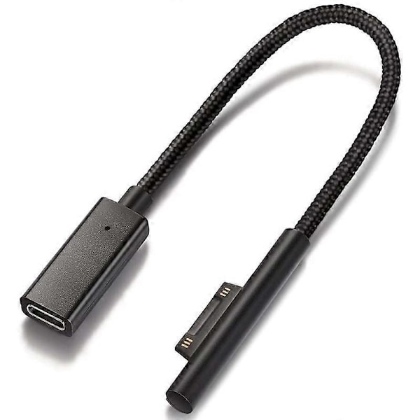 Nylonflettet Kompatibel med Surface Connect til USB-C Ladekabel Kompatibel med Surface Pro7 Go2 Pro6 5/4/3 Surface L-Perfet