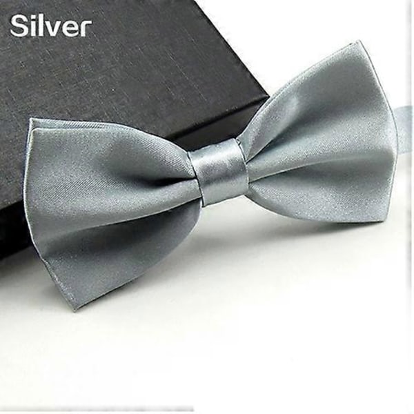 Klassisk enfärgad fluga för män, bröllop, fest, justerbar fluga - Perfet Dark Grey
