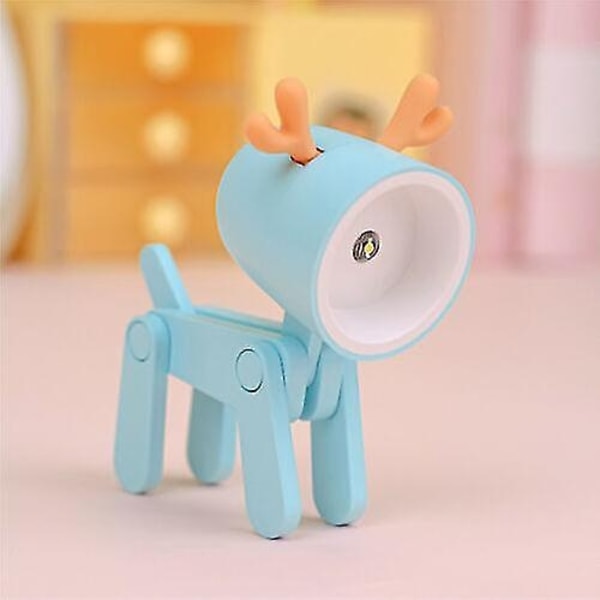 Mini Tegneserie Dyr LED Skrivebordslampe Bærbar Justerbar Sød Kæledyrs Natlampe - Perfekt blue deer