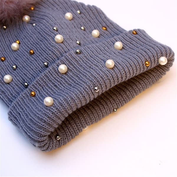 Damehatt Perlestrikket hatt NAVY - Perfet