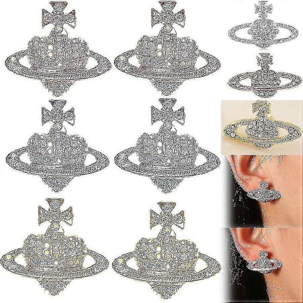 Krystall Saturn Hjerte Orb Dråpe Hengende Øredobber Rhinestone Sølv Gull - På lager - Perfekt style 2 Rose Gold