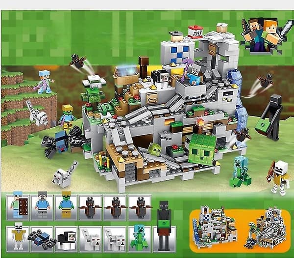 Minecraft Grottmodell Blockset Byggklossar Leksaker Gåvor - Perfekt
