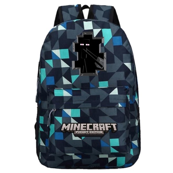 Perfekt Minecraft-ryggsäck Studentryggsäck Blue Grid ~ 7 - Perfet